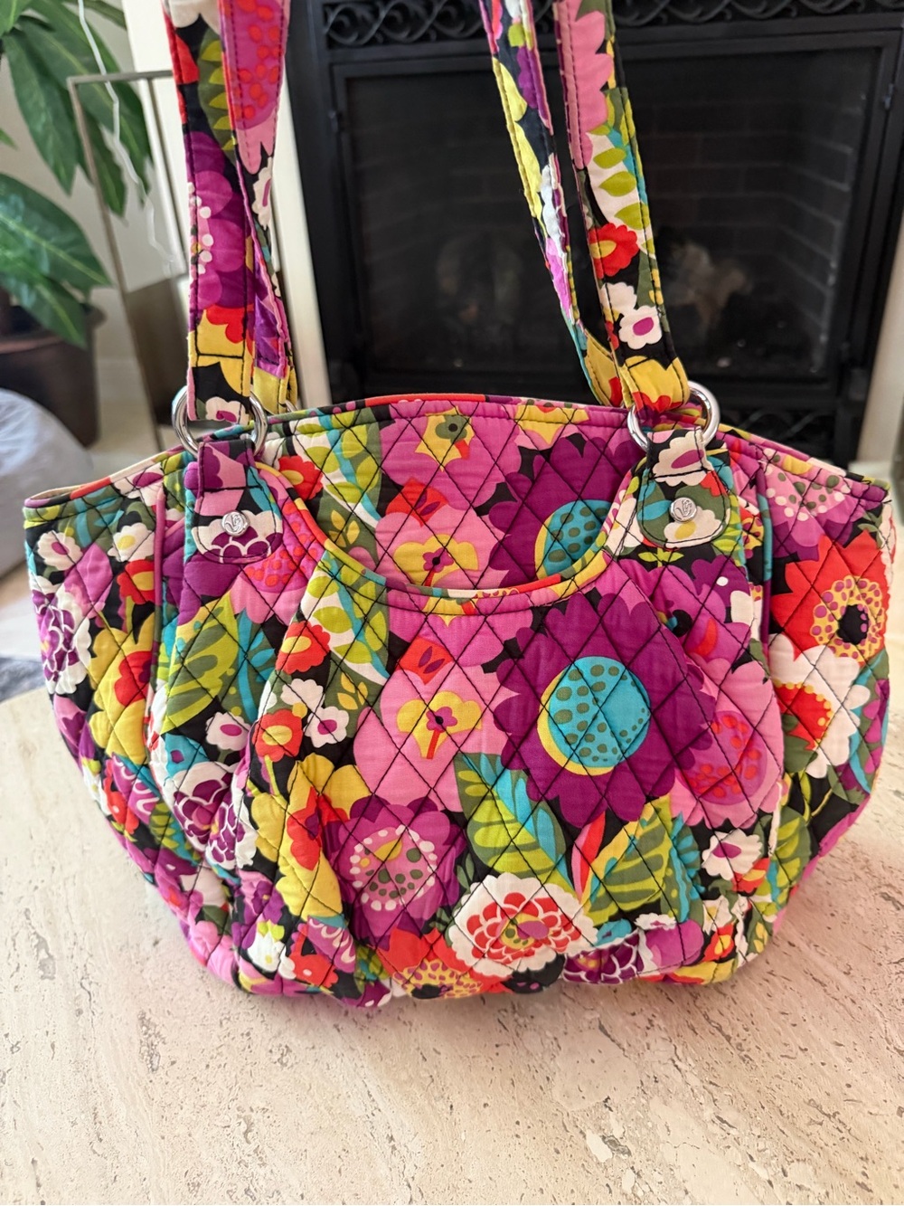 Vera Bradley Va Va Bloom Shoulder Bag Tote Quilted Floral Multicolor